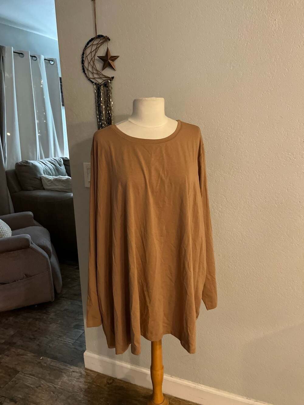 Susan Graver Modern Essentials Long Sleeve Cotton Spandex Tunic Top, Size 5X